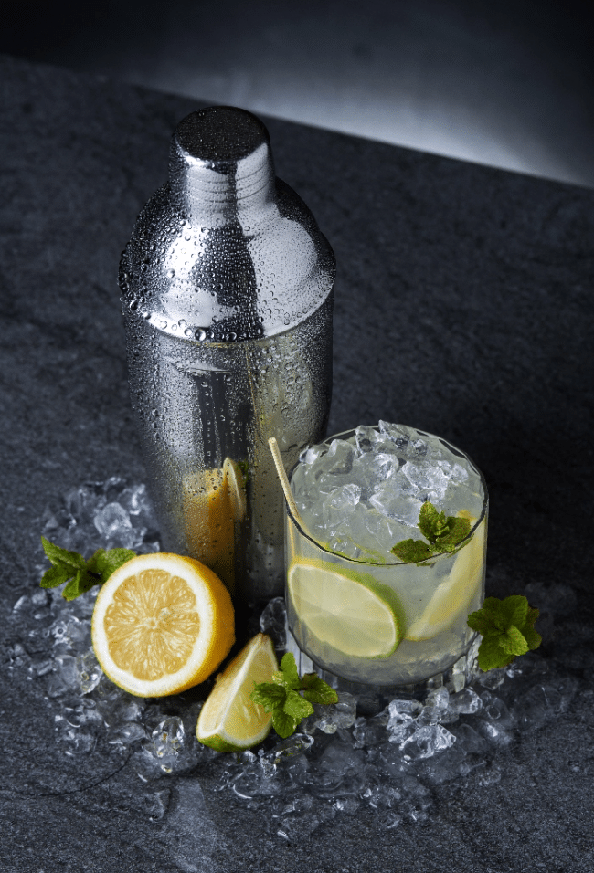 High Angle Tasty Vodka Caipirinha With Lime