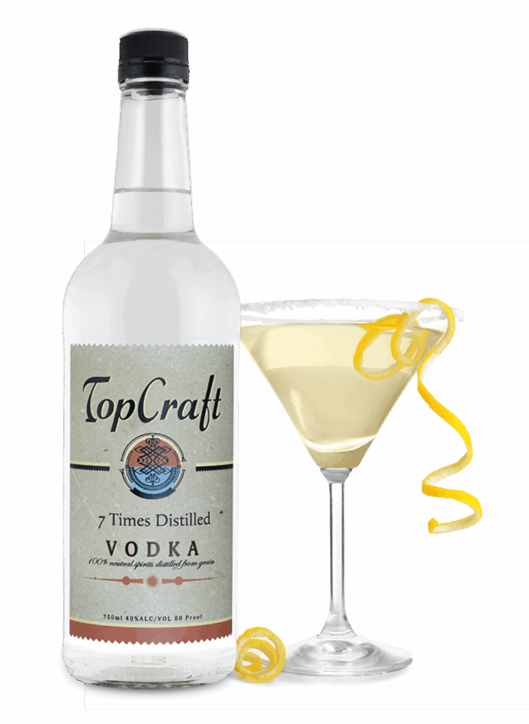 TopCraft Vodka Bottle and Citrus Martini